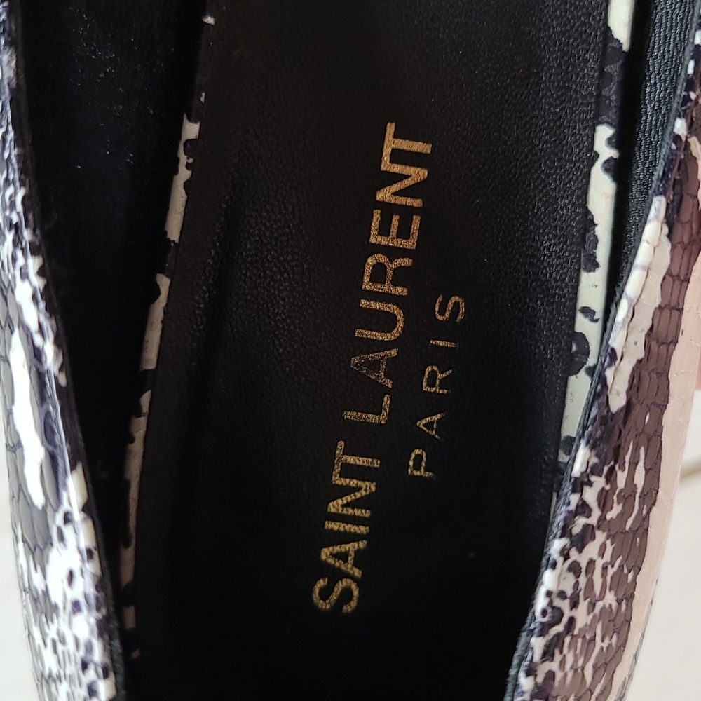 Ysl Saint Laurent Flats Python Embossed Leather [… - image 3